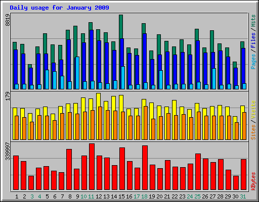Daily usage for January 2009