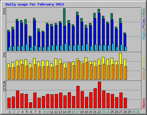 Daily usage for February 2013