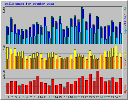 Daily usage for October 2013